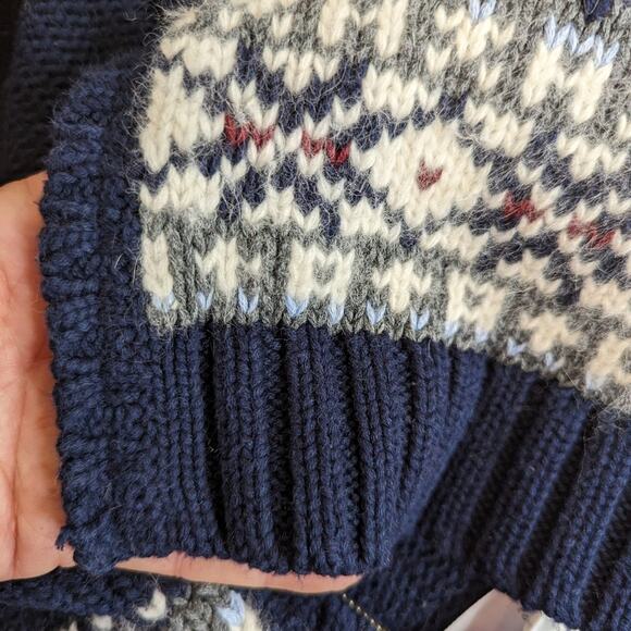 Eddie Bauer navy intarsia fair isle zip up Nordic holiday sweater size large - Picture 2 of 11